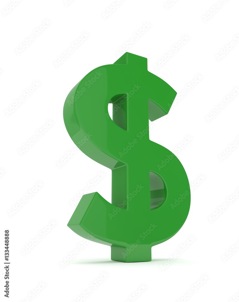 Isolated green dollar sign on white background. American currency. Money green economy symbol. 3D rendering. Isolated green dollar sign on white background. American currency. Money green economy symbol. 3D rendering.