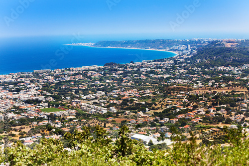 High angle view of Rhodes coastline at sunny day
