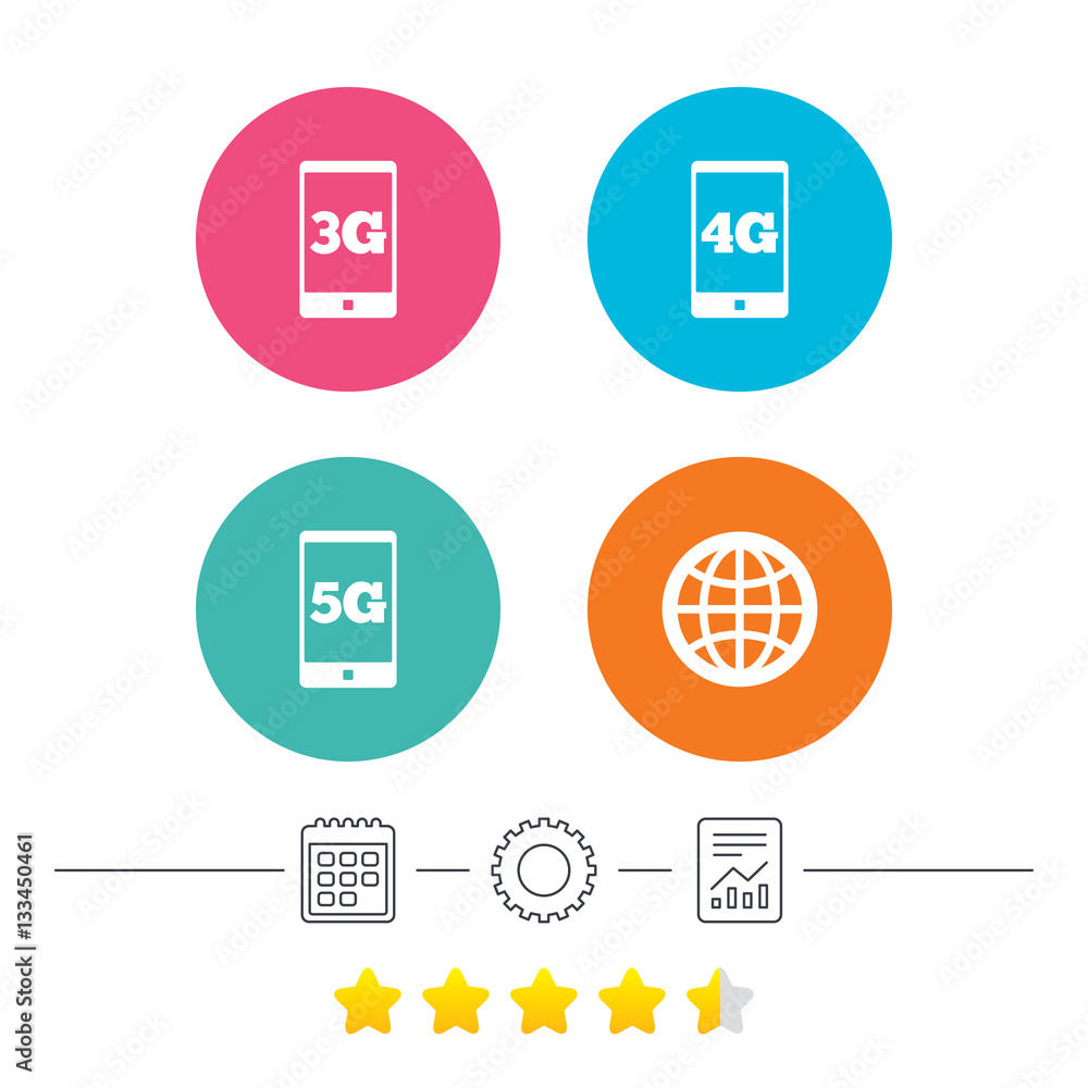 Mobile telecommunications icons. 3G, 4G and 5G. Mobile telecommunications icons. 3G, 4G and 5G.