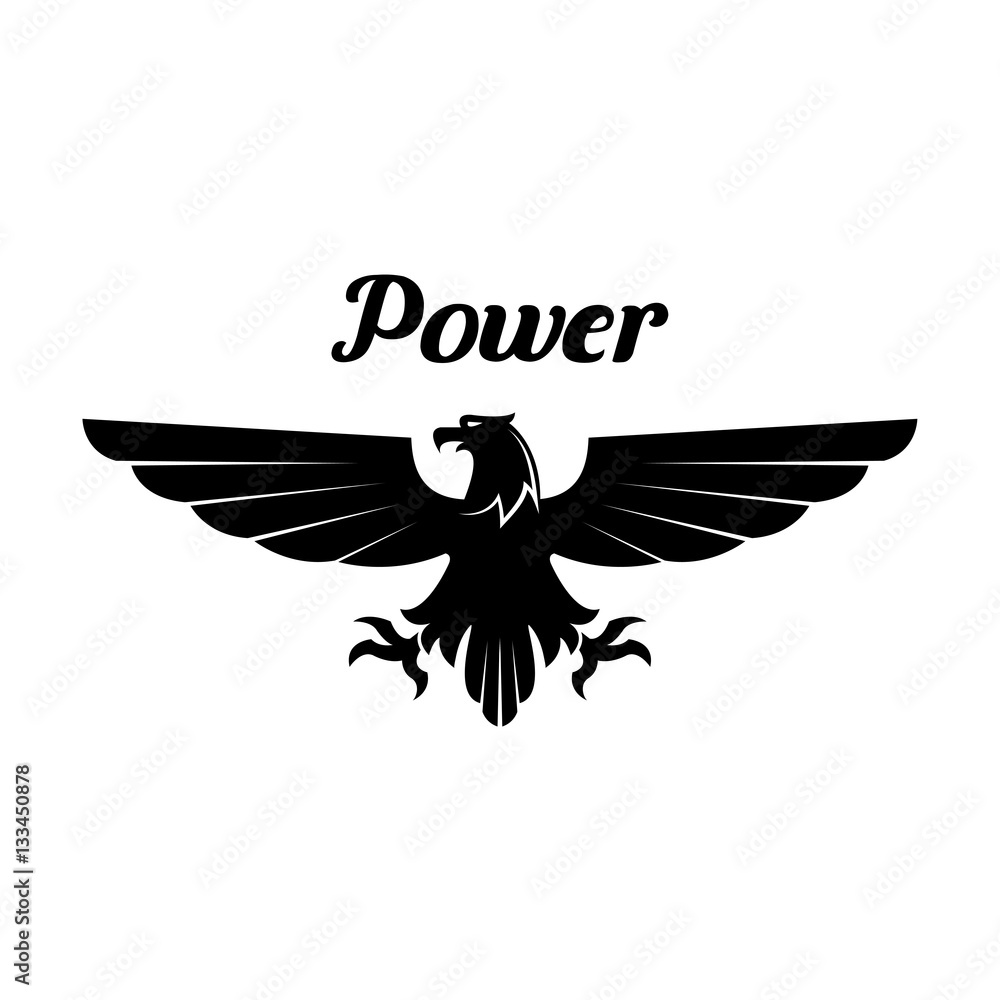 Fototapeta premium Heraldic black eagle or vulture vector icon