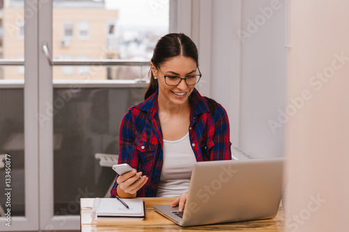 Business girl with laptop