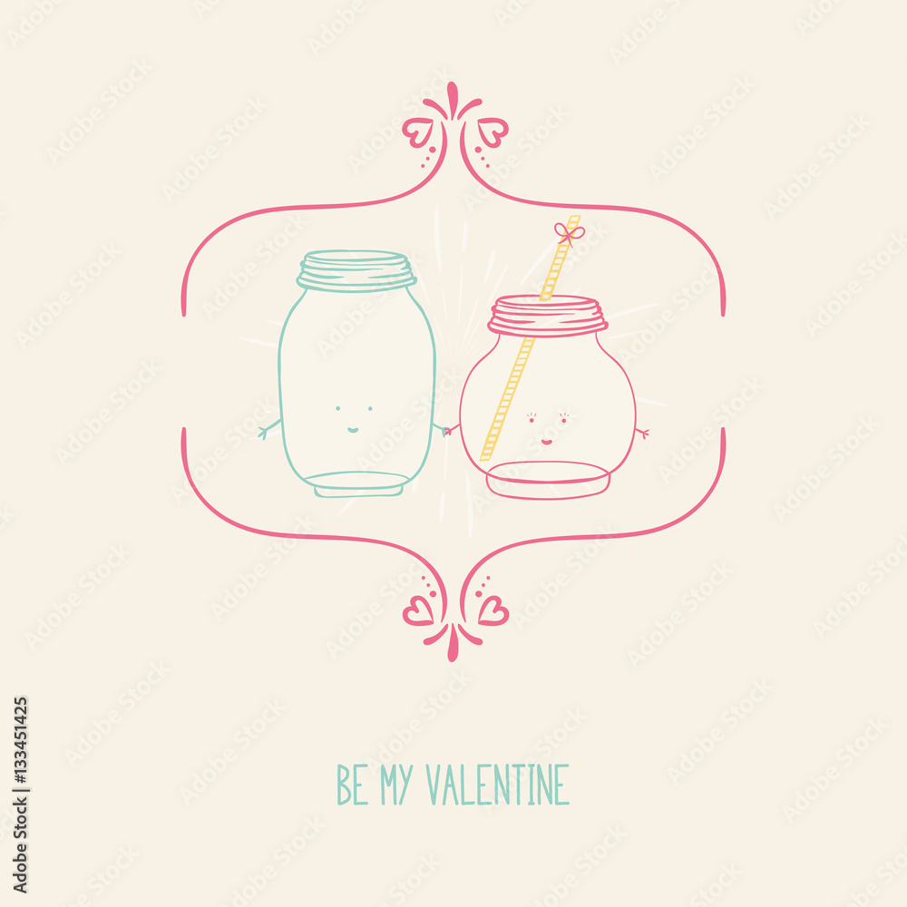 Lovely jar couple card for valentine`s day Lovely jar couple card for valentine`s day