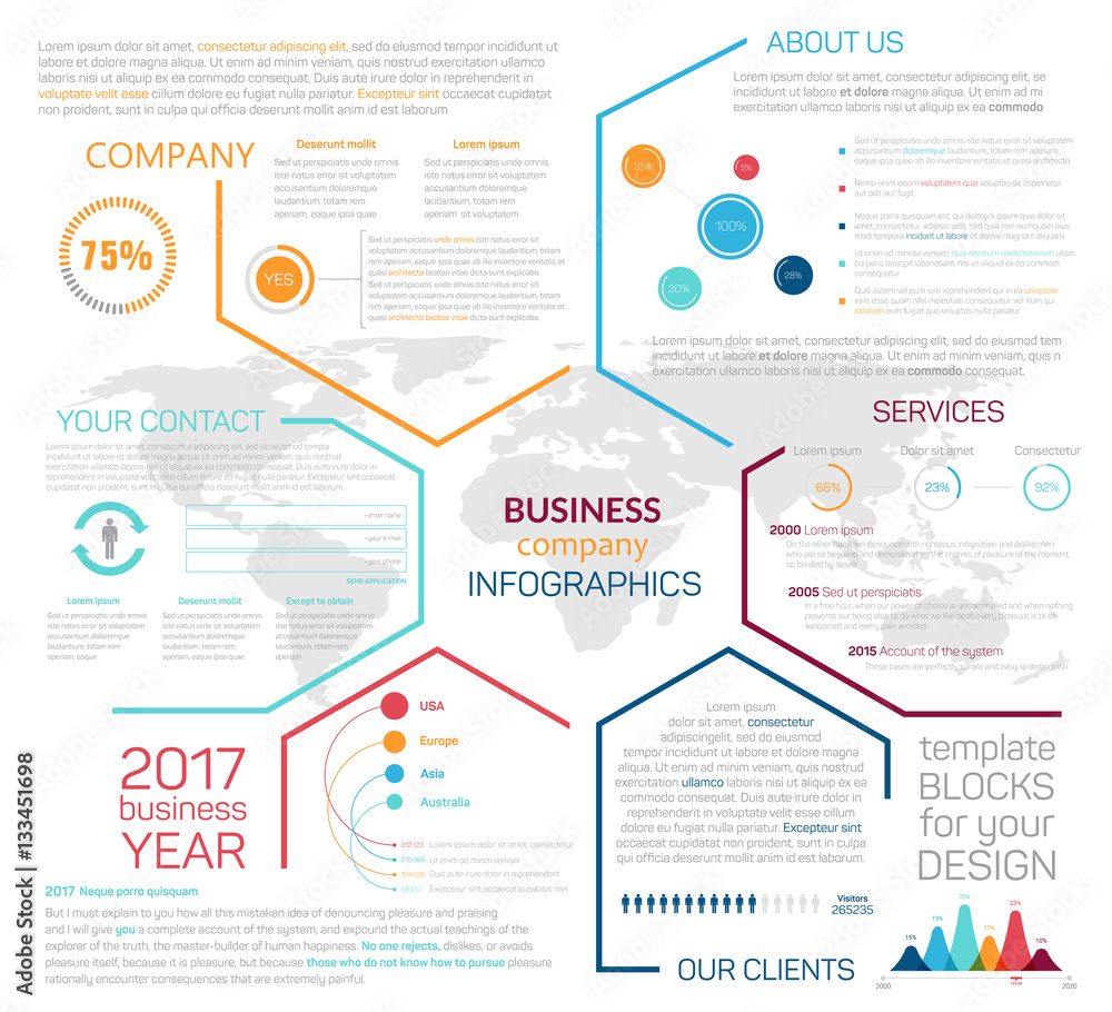 Business site landing page or vector infographics