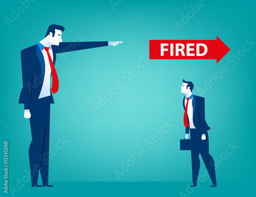 Manager pointing fired at businessman. Losing a job. Unemployed