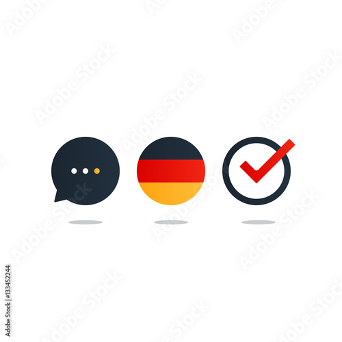 German language courses advertising concept. Fluent speaking foreign language