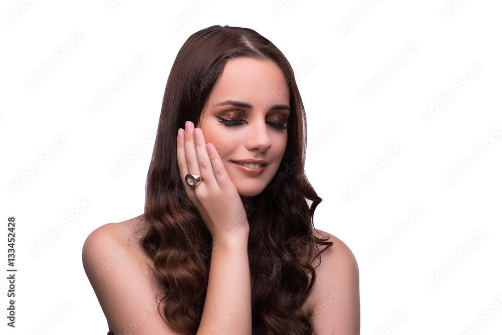 Young woman in beauty concept on white isolated background Young woman in beauty concept on white isolated background
