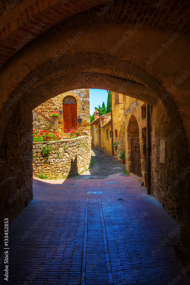 archway in San Gimignano, Italy