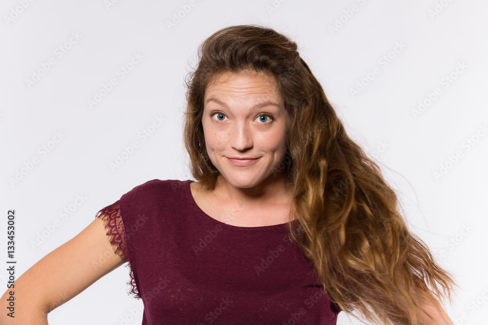 Young caucasian woman with blue eyes and long brown hair Young caucasian woman with blue eyes and long brown hair