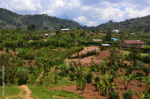 Vibrant colours of a rural community on Lake Mutanda near Kisoro in the South West of Uganda