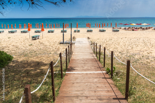Panorama of Scala beach in Kefalonia, Ionian Islands, Greece