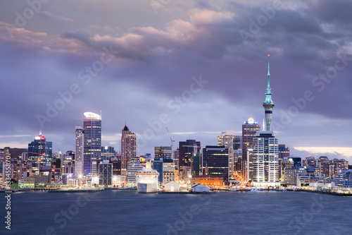 New Zealand Auckland Skyline Twilight Dramatic Sky