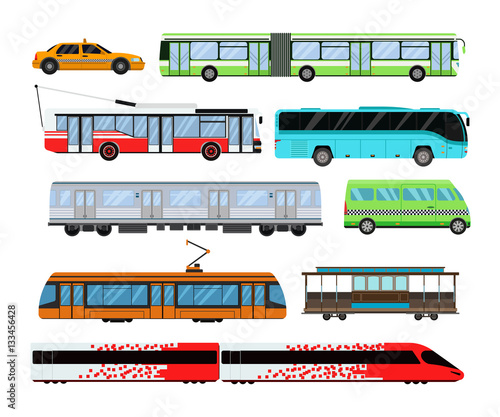 City transport set vector illustration.