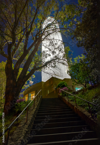 Canvas Print Close up view of Coit Tower at night on Telegraph Hill in San Francisco