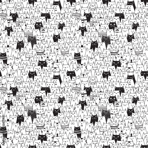 Seamless vector pattern with cute cats
