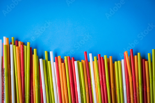 Colorful drinking straws for the color background. Abstract a colorful of plastic straws used for drinking water or soft drinks