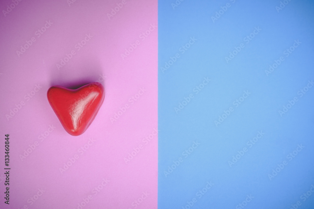 heart of love, vintage style on pink and blue background