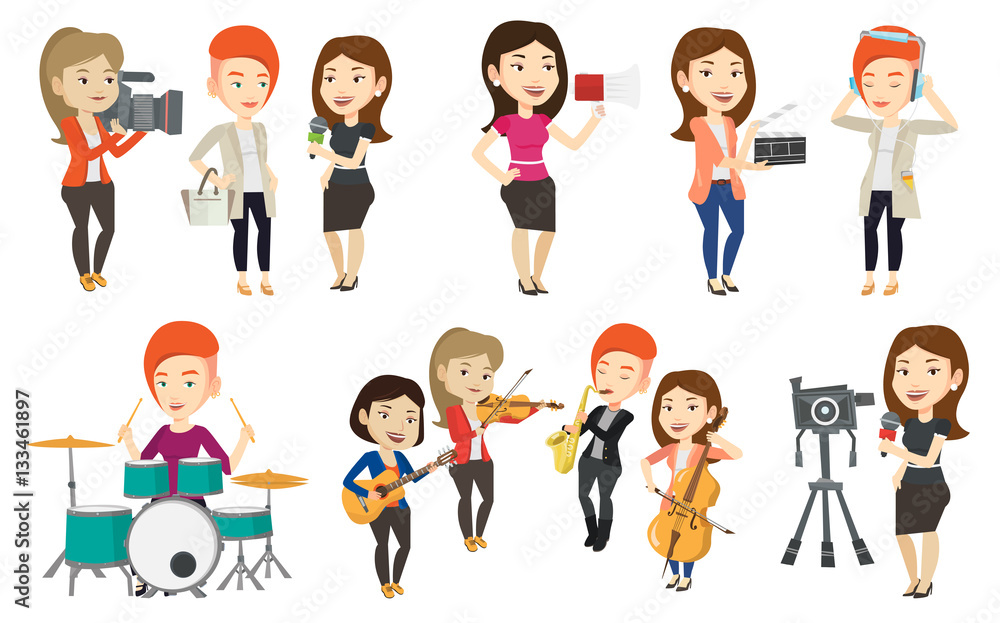 Vector set of media people characters.