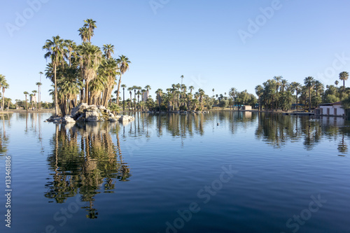 Reflections in Encanto Park Lake  Phoenix  AZ