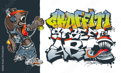 Aerosol graffiti paint spray. Street art concept. Vector Illustration. Graffiti style