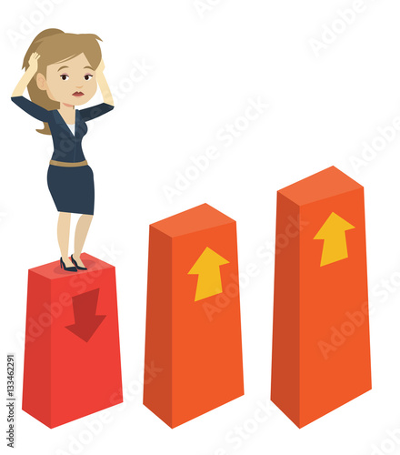 Bankrupt on chart going down vector illustration.