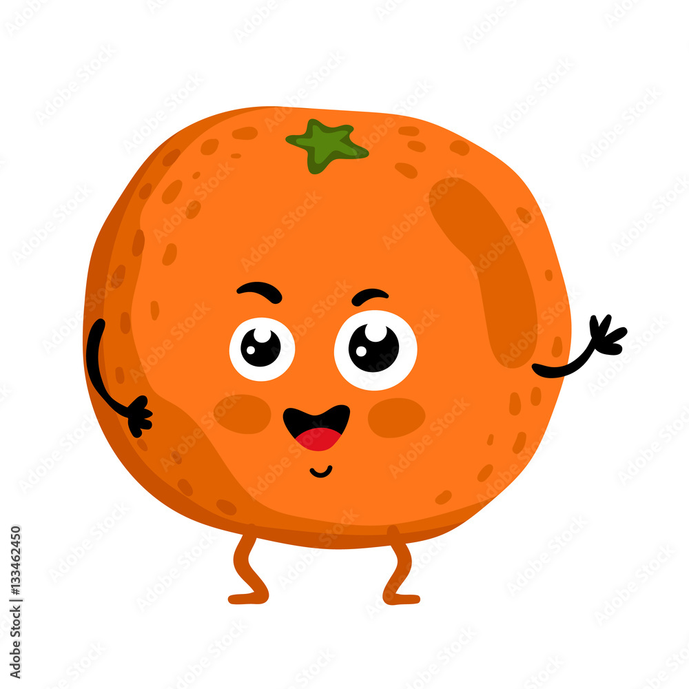 Cute fruit orange cartoon character isolated on white background vector ...