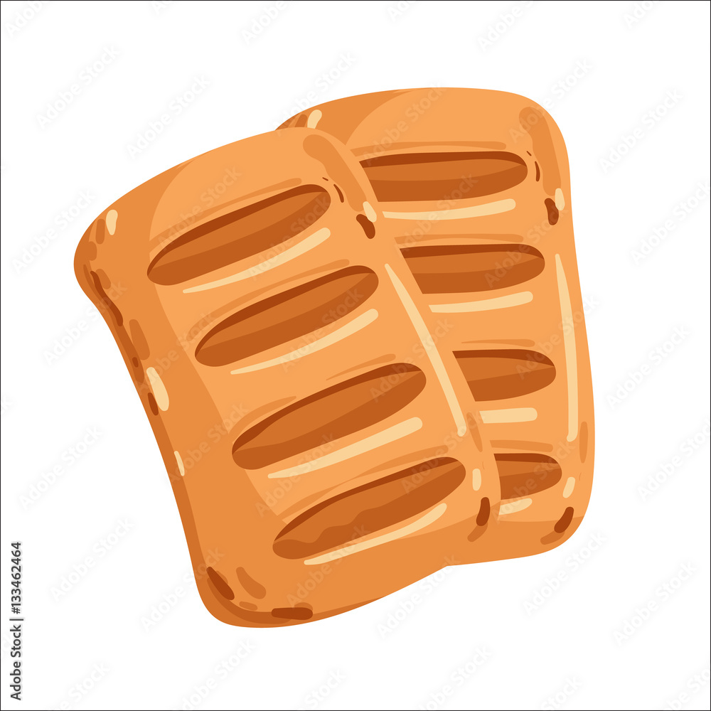 Puff pastry isolated on white background cartoon vector illustration. Bakery product, fresh pastry food icon. Sweet dessert, tasty puff pastry logo, natural bread food, bakery shop design element. Puff pastry isolated on white background cartoon vector illustration. Bakery product, fresh pastry food icon. Sweet dessert, tasty puff pastry logo, natural bread food, bakery shop design element.