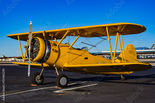 Yellow Biplane in an Airshow