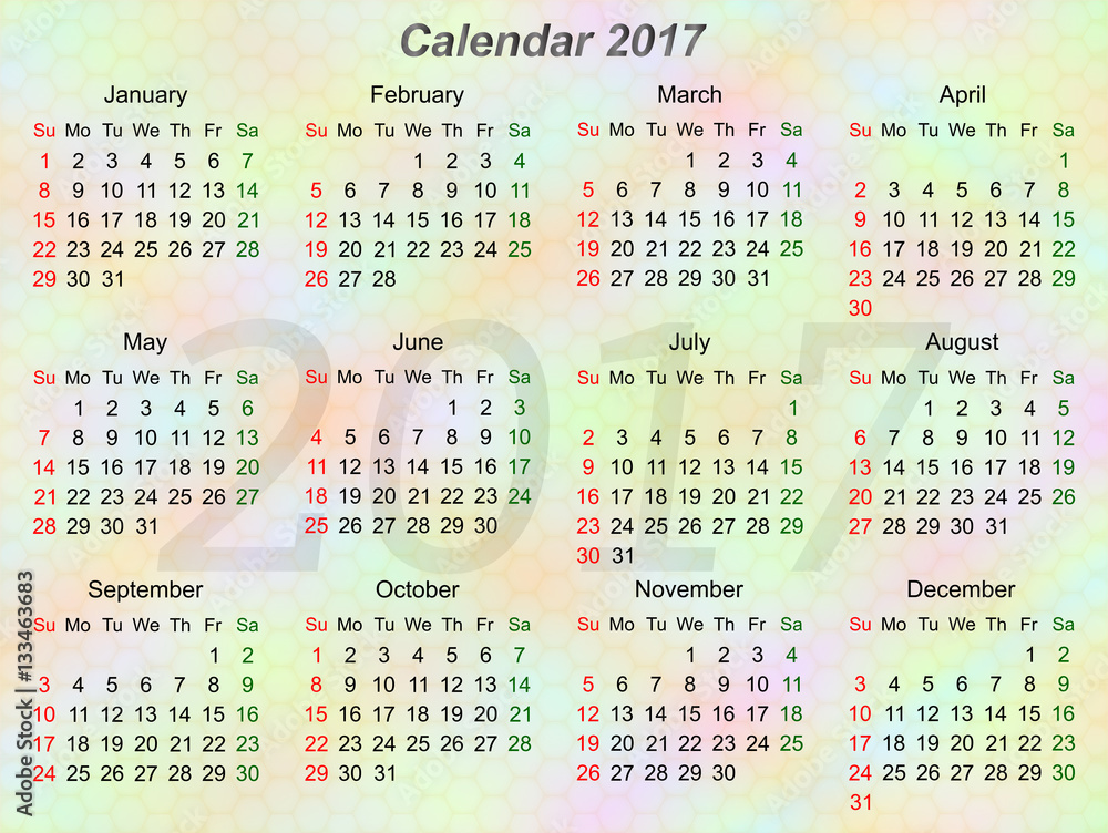 Colorful Horizontal Calendar For Year 2107 Sunday First Stock Illustration Adobe Stock Colorful Horizontal Calendar For Year 2107 Sunday First Stock Illustration Adobe Stock