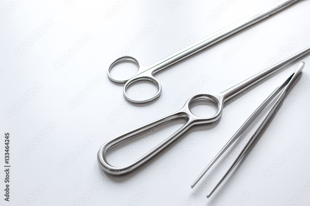 instruments for plastic surgery on white background instruments for plastic surgery on white background