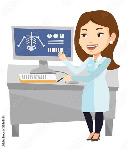 Doctor examining radiograph vector illustration.