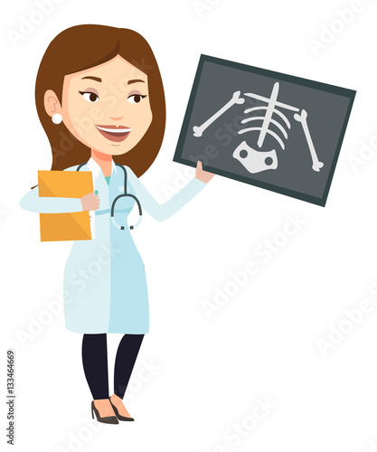 Doctor examining radiograph vector illustration.