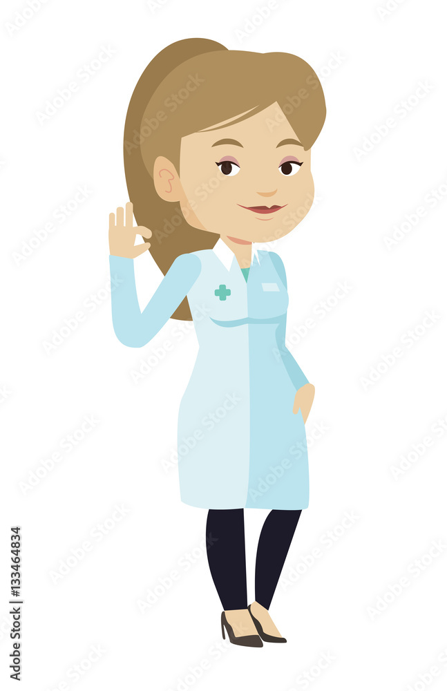 Doctor showing ok sign vector illustration. Doctor showing ok sign vector illustration.