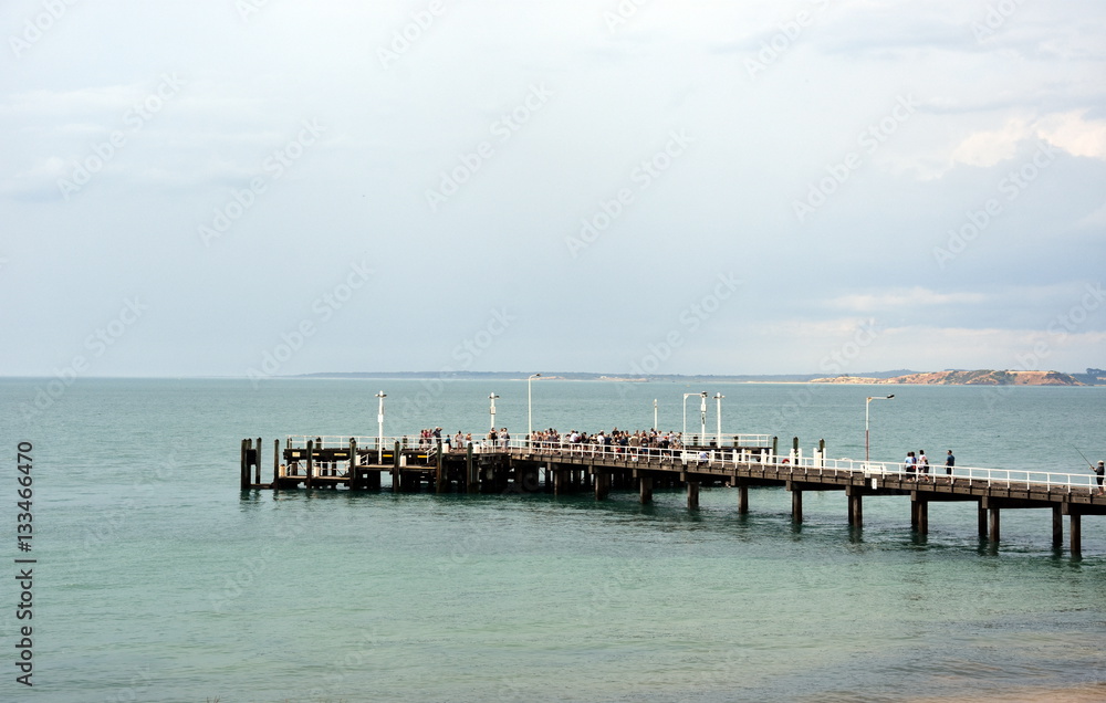 Cowes, Australia - December 29, 2016. Cowes Jetty Ferry on Philip Island, Victoria, Australia. Cowes linked to the Mornington Peninsula by a ferry service to Stony Point. Cowes, Australia - December 29, 2016. Cowes Jetty Ferry on Philip Island, Victoria, Australia. Cowes linked to the Mornington Peninsula by a ferry service to Stony Point.