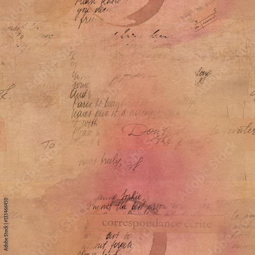 Vintage seamless pattern with fragments of letters and old paper