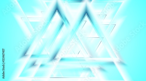 Shiny cyan blue smooth triangles tech background