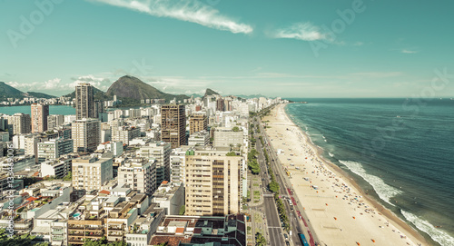 Ipanema Beach high angle vintage view, Rio De Janeiro, Brazil © marchello74