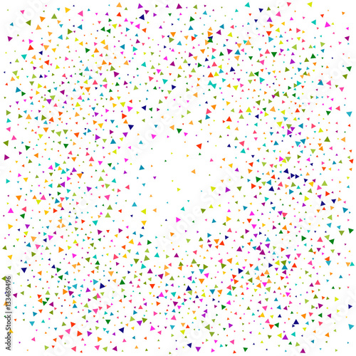 Abstract dotted surface. Background with colored particles. Halftone effect illustration. Colorful triangles on white background © Elizaveta