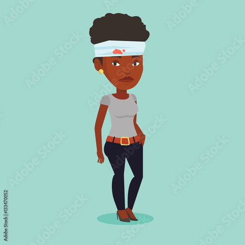 Woman with injured head vector illustration.