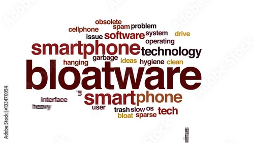 Bloatware animated word cloud, text design animation. photo