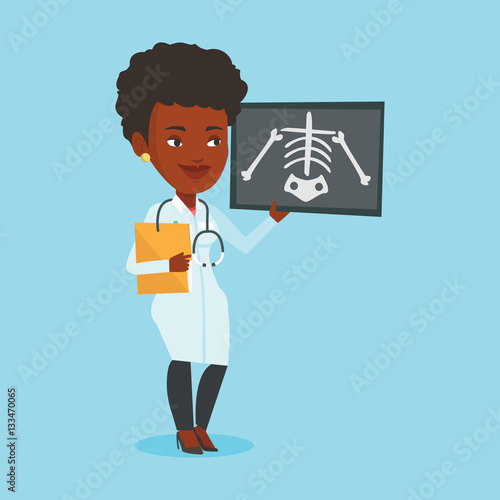 Doctor examining radiograph vector illustration.