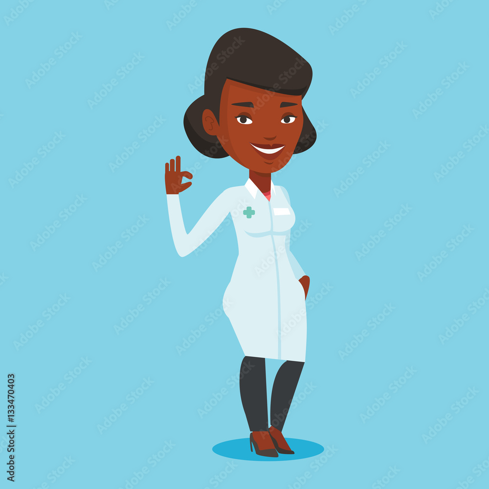 Doctor showing ok sign vector illustration. Doctor showing ok sign vector illustration.