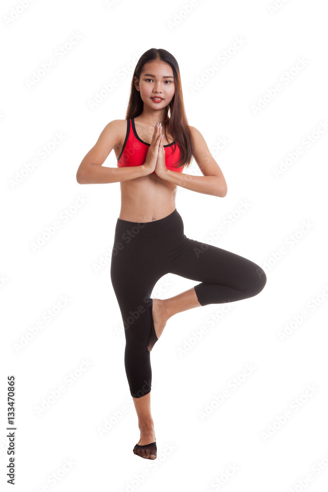 Beautiful Asian healthy girl do yoga pose. Beautiful Asian healthy girl do yoga pose.