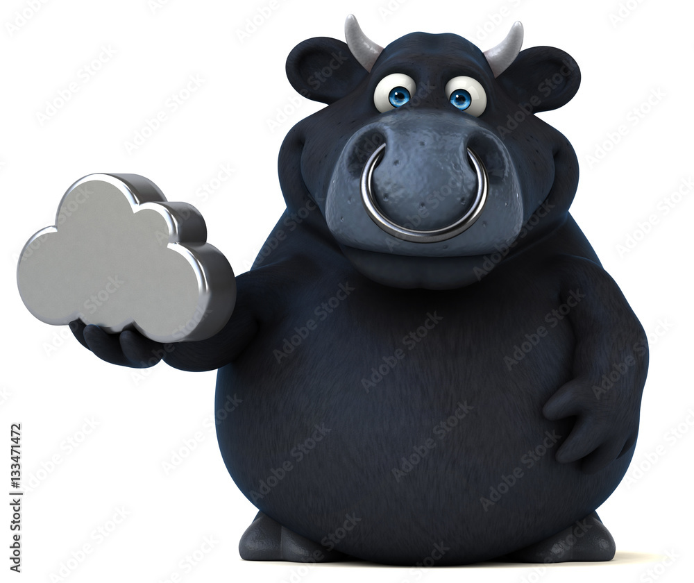 Naklejka premium Black bull - 3D Illustration