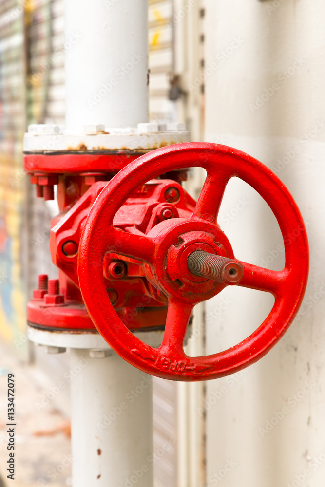 Pipes and valves of the sprinkler system in the automotive indus Pipes and valves of the sprinkler system in the automotive indus