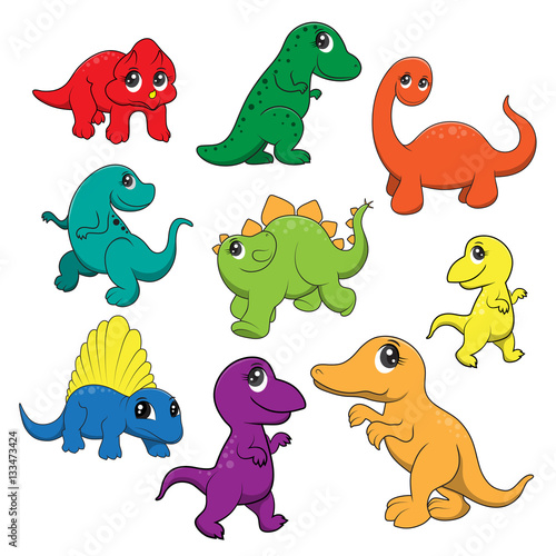 Fototapeta Naklejka Na Ścianę i Meble -  illustration of cute dinosaurs cartoon EPS10 File on white backg