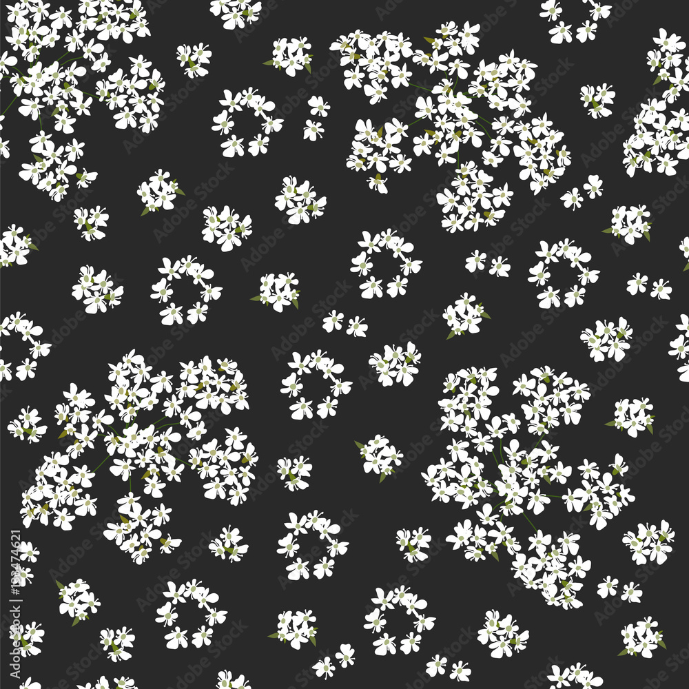 Ink hand drawn flowers seamless pattern on black background. Design for  backgrounds, wallpapers, wrapping paper, textile, covers, and packaging  Stock Photo - Alamy