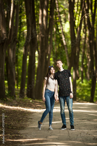 Fototapeta Naklejka Na Ścianę i Meble -  Man and woman in the forest