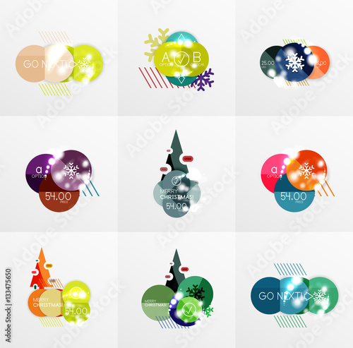 Collection of Christmas Sale Stickers, Labels and Tags with snowflakes