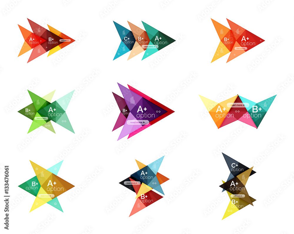 Fototapeta premium Vector colorful arrow option infographics templates set