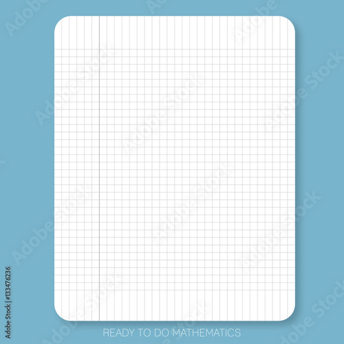 READY TO DO MATHEMATICS White plain paper on the blue background is ready  to use or print for people who would like to do mathematic exercises or  find solutions for mathematic. Stock